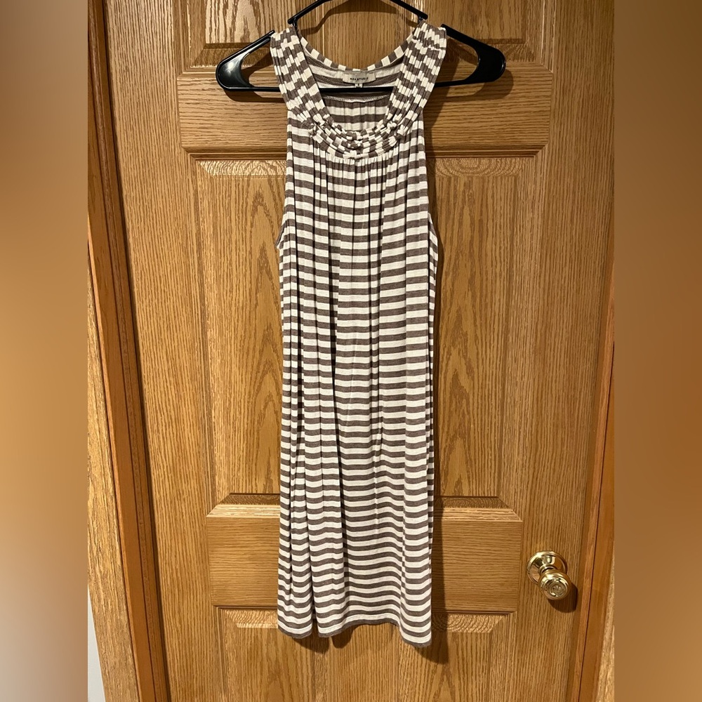 Max Studio Brown and White Striped Dress